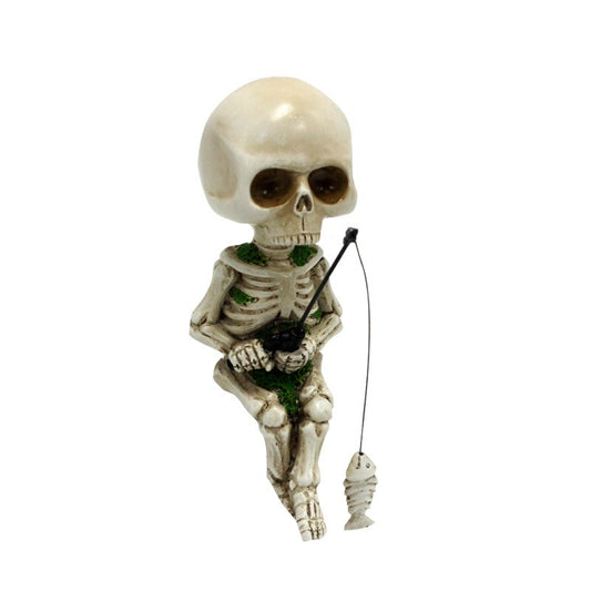 Fishing Skeleton Decoration Creative Resin Skeleton Head Courtyard Garden