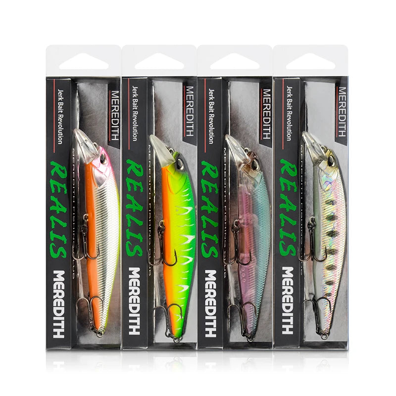 MEREDITH JERKBAIT 100F MINNOW 14g Floating Wobbler Fishing Lure Minnow Lure Hard Bait Quality Professional Depth0.8-1.0m