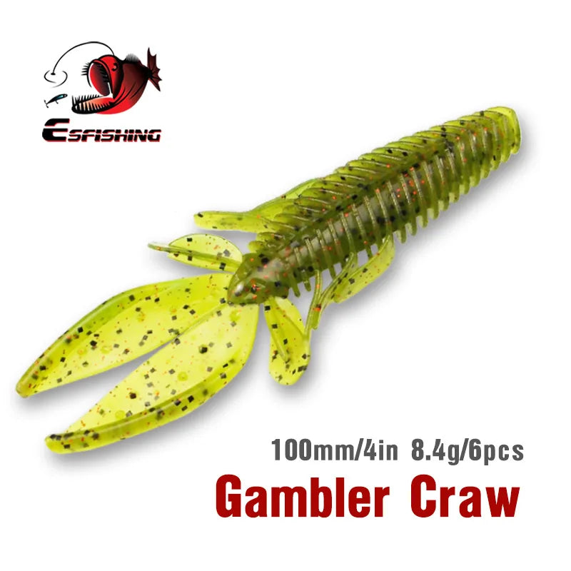 KESFISHING Crawfish Shrimp Soft Baits Gambler Craw10cm 8g bass Fishing Swimbait Artificial Plastic Lures Add Salt