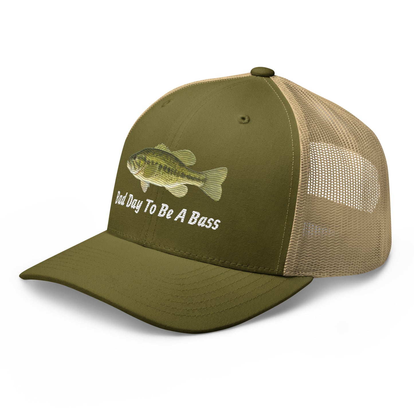 Bad Day To Be A Bass Trucker Cap (Green with coloured logo)