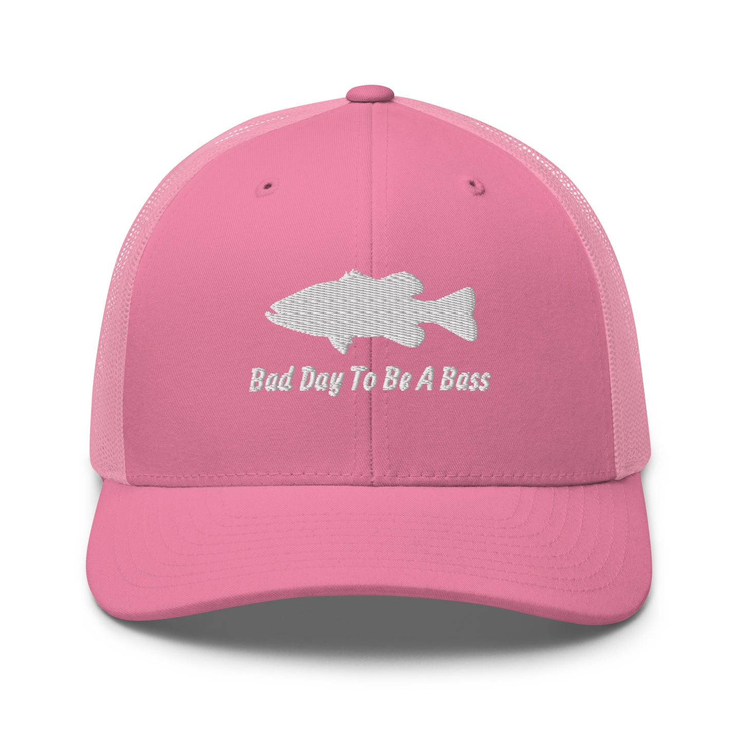 Bad Day To Be A Bass Trucker Cap (Pink and White)