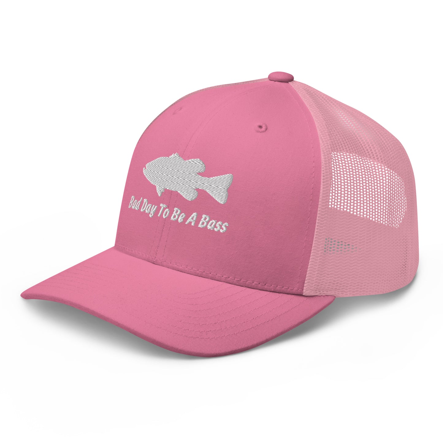 Bad Day To Be A Bass Trucker Cap (Pink and White)