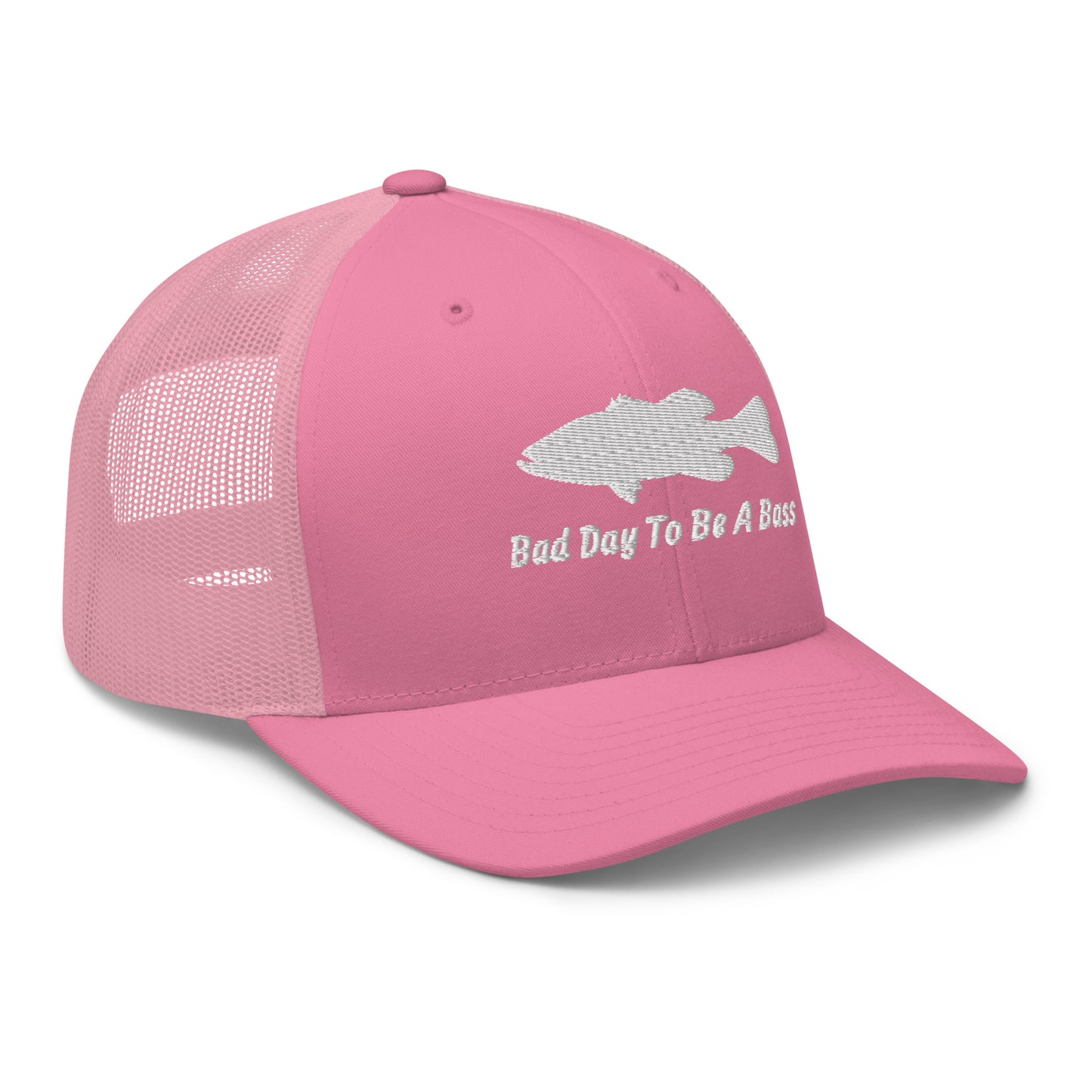 Bad Day To Be A Bass Trucker Cap (Pink and White)