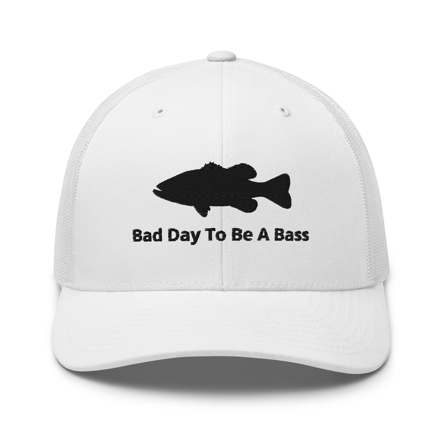 Bad Day To Be A Bass Trucker Cap (White and Black)