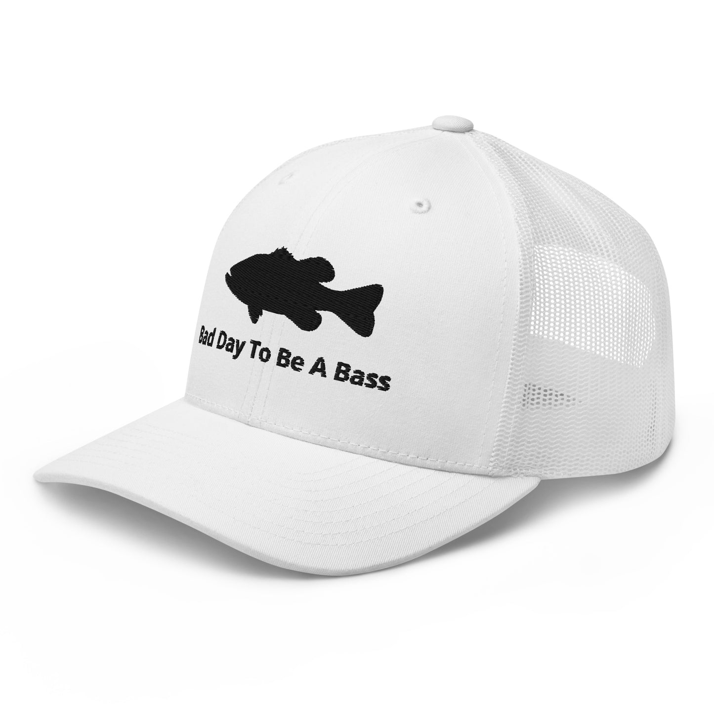 Bad Day To Be A Bass Trucker Cap (White and Black)