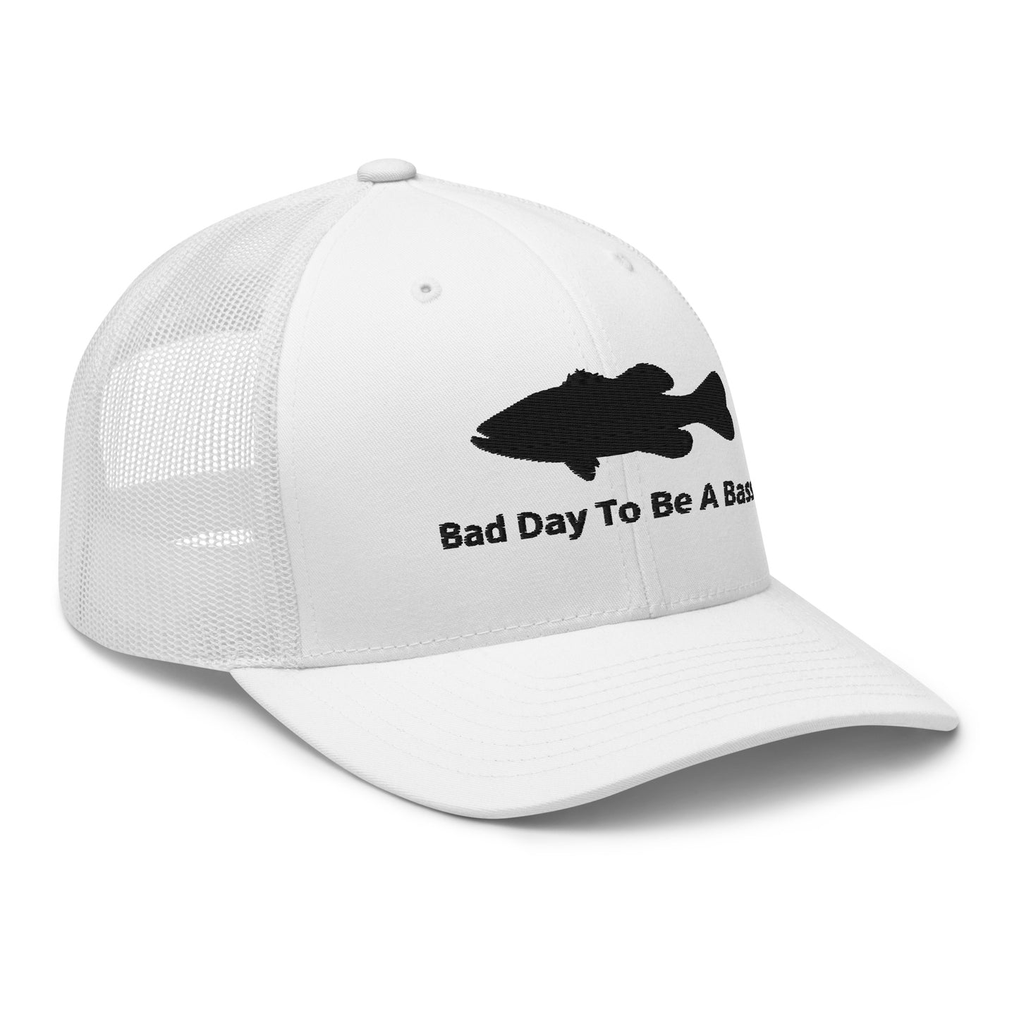 Bad Day To Be A Bass Trucker Cap (White and Black)